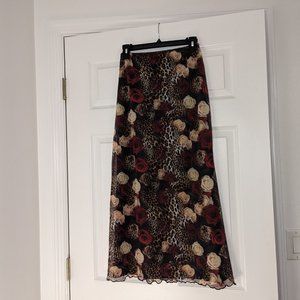 Leopard Rose Maxi Skirt